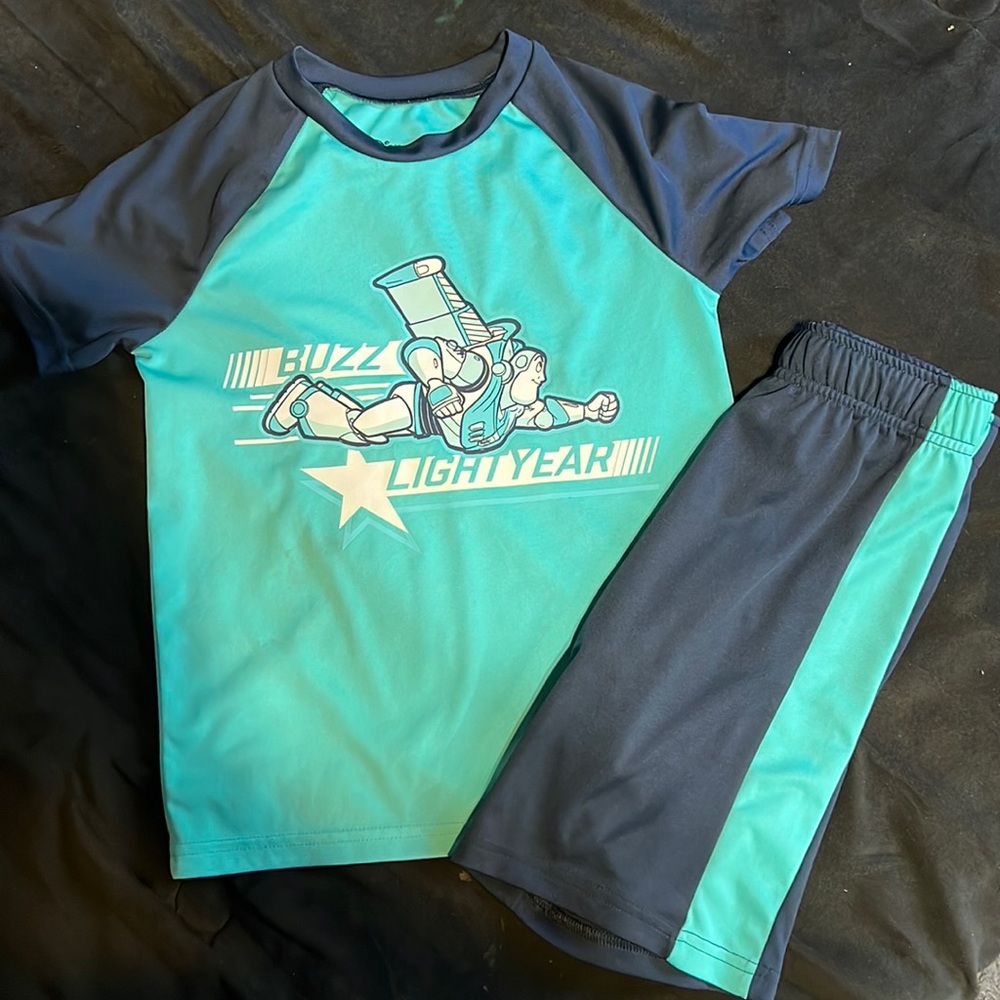 Disney Pixar Toy Story Buzz Lightyear Active Raglan Graphic Tee & Short Set